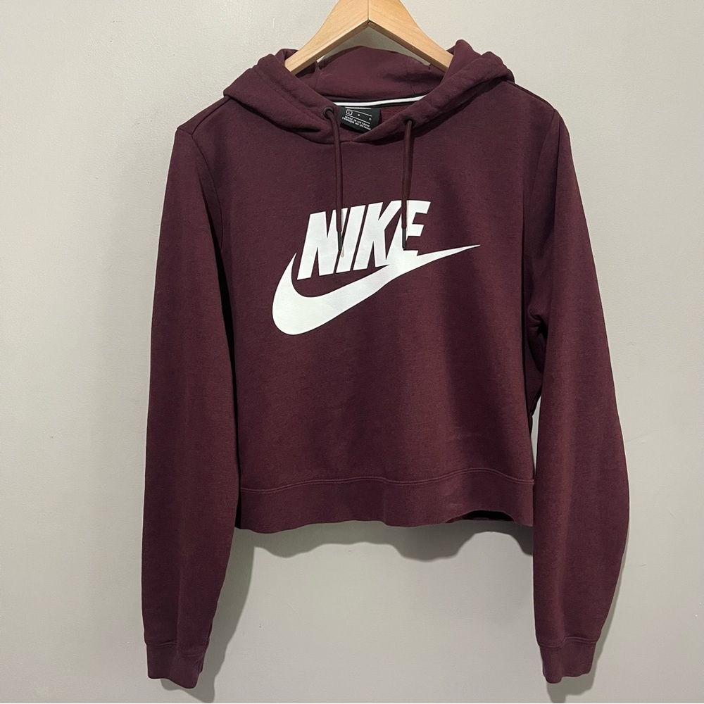Nike cropped burgundy hoodie size large